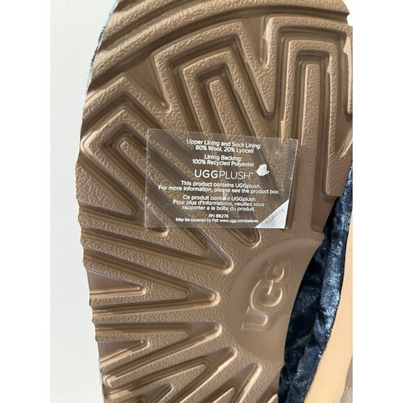 New UGG Classic Mini II Blue Crushed Velvet Sheepskin Boots - Picture 2 of 11